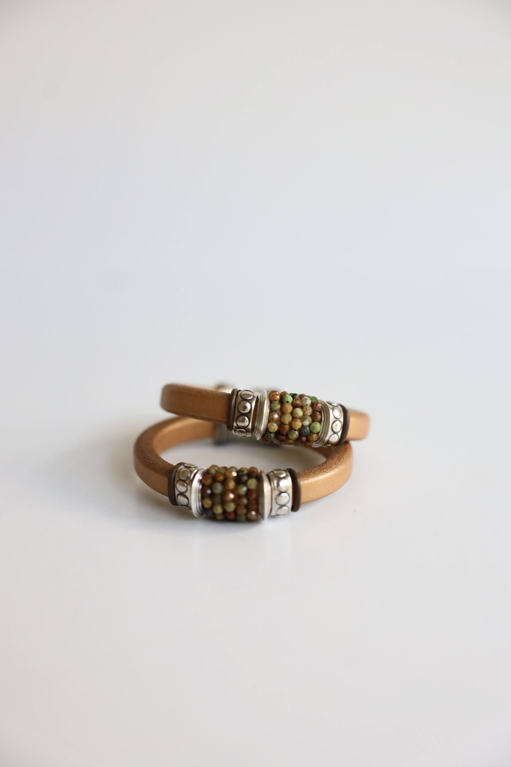 Green Garnet on Copper Leather Bracelet