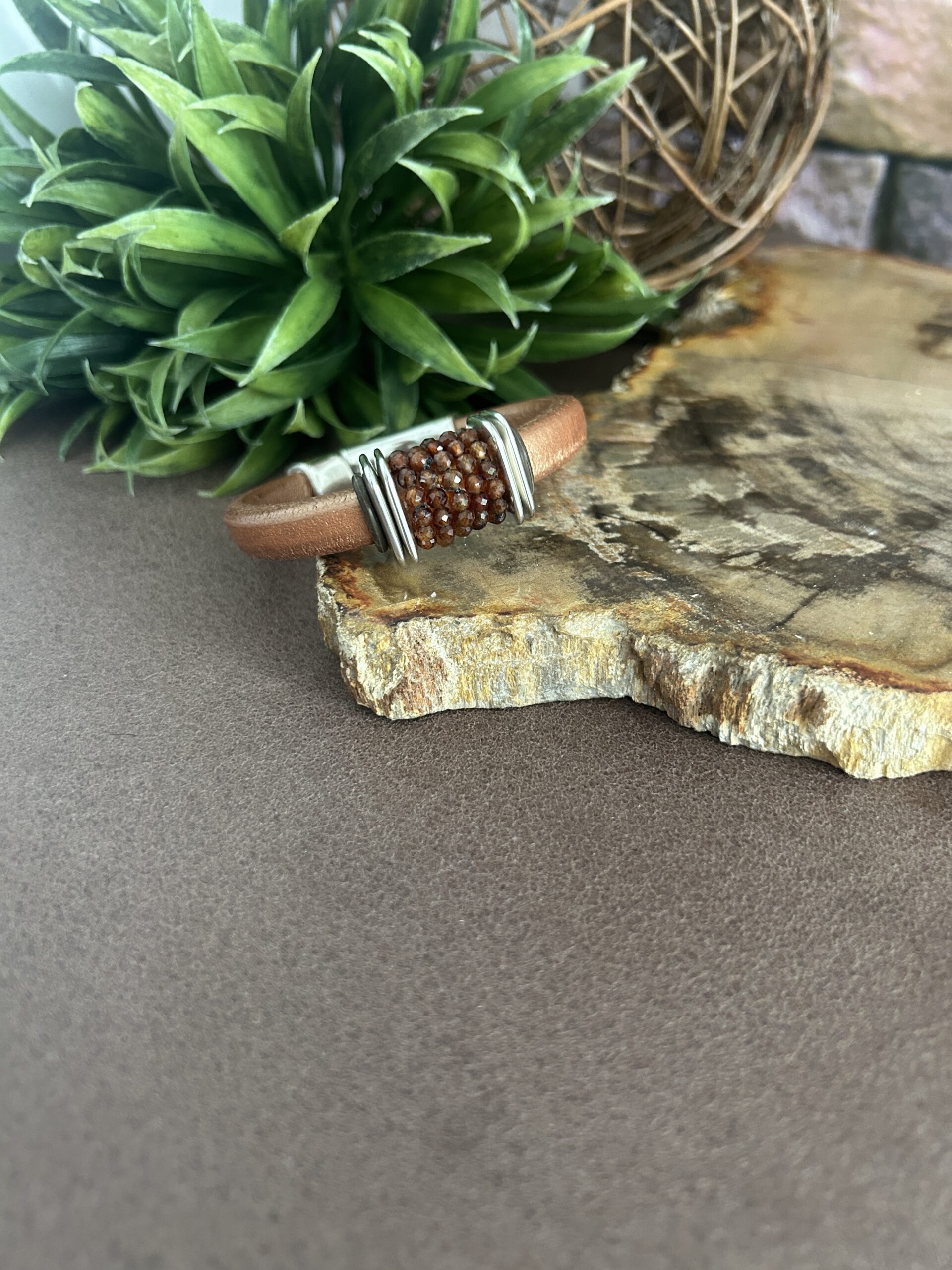 Hessonite Garnet Gemstone Bracelet