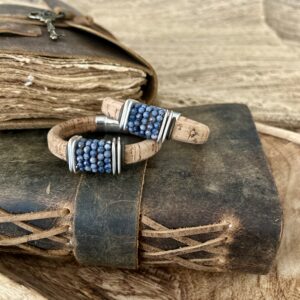 Modern Denim blue sapphire bracelet on cork