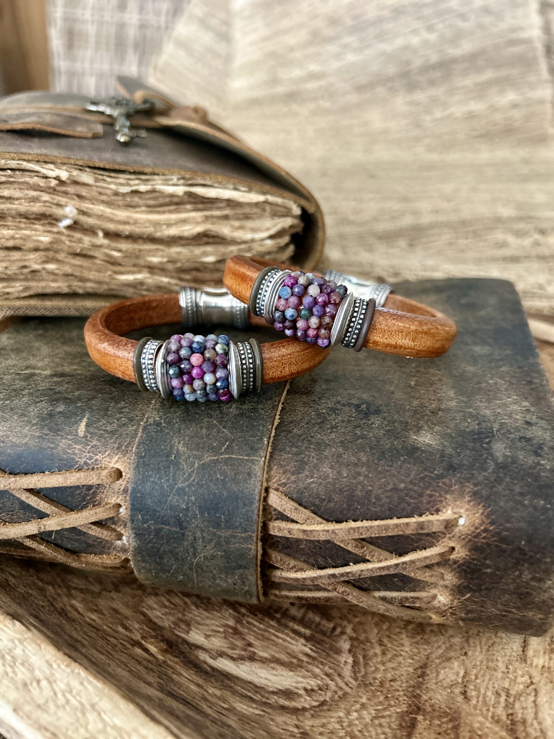 Ruby Blue Sapphire Gemstone Bracelet