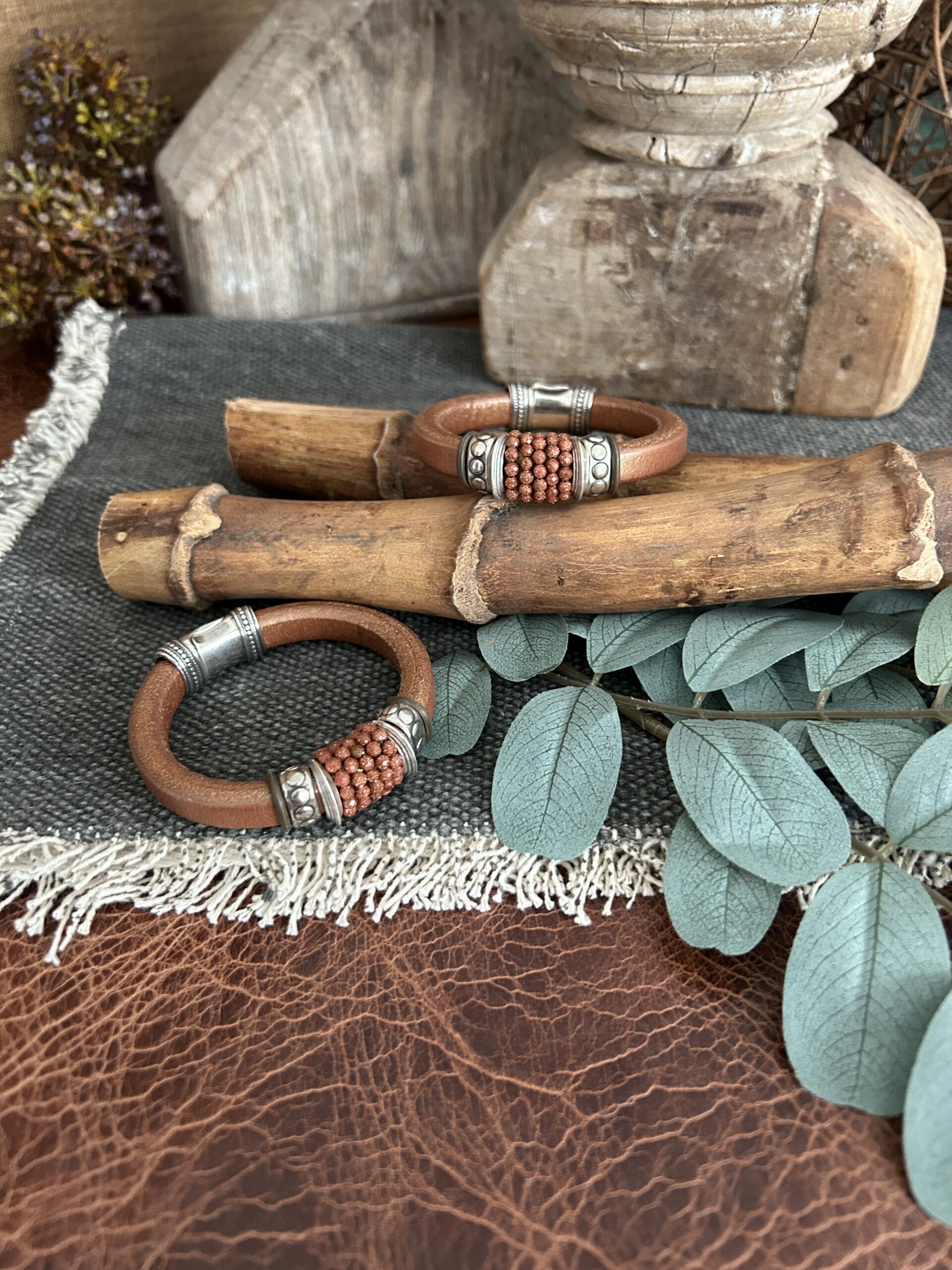 Sandstone Gems on a Matte Copper Leather