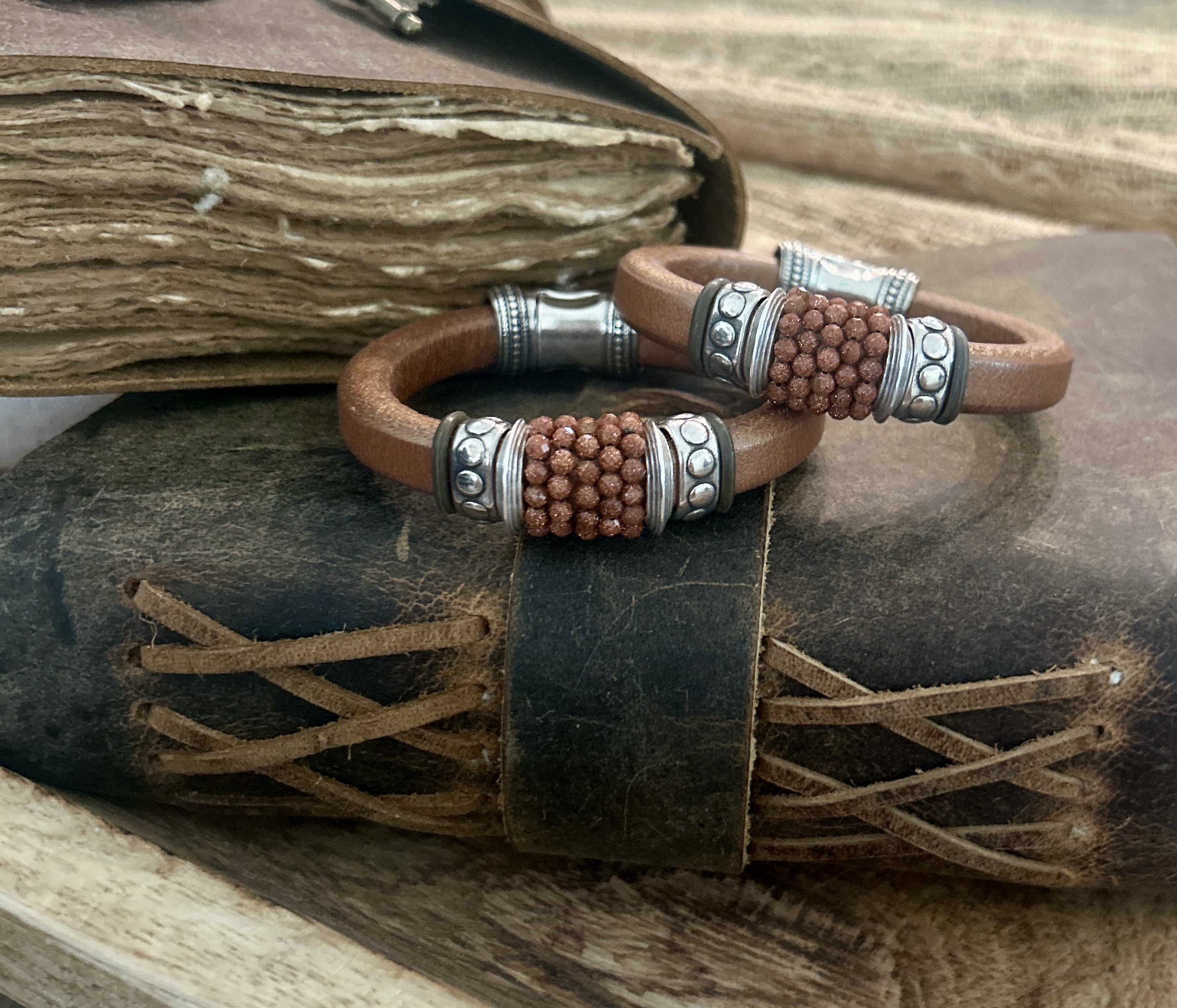 Sandstone Gems on a Matte Copper Leather