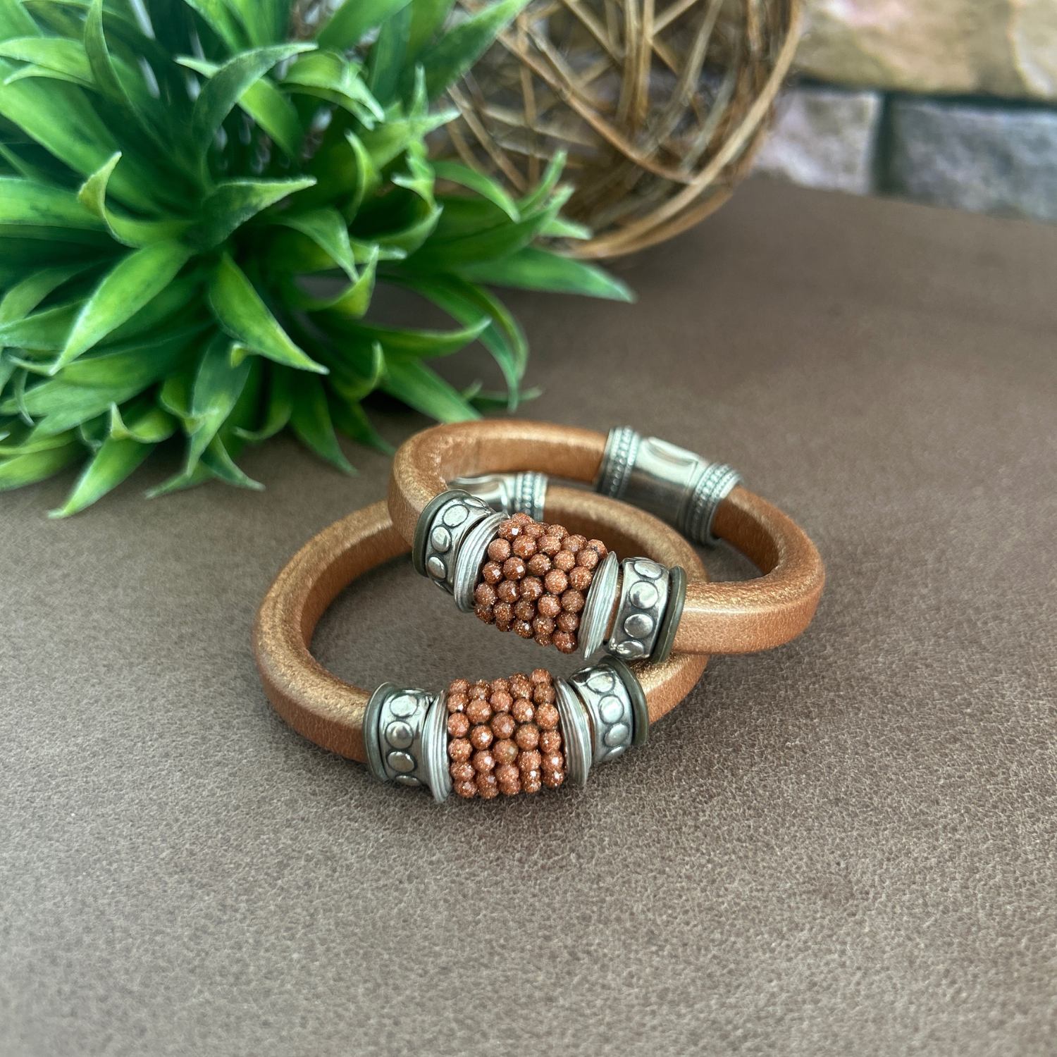 Sandstone Gems on a Matte Copper Leather