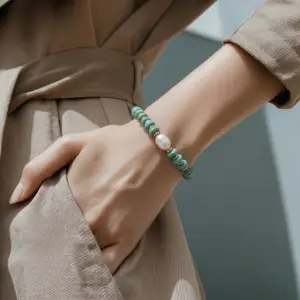 Aqua Turquoise and Pearl Bracelet