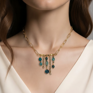 Blue Green Apatite Gemstone Necklace.