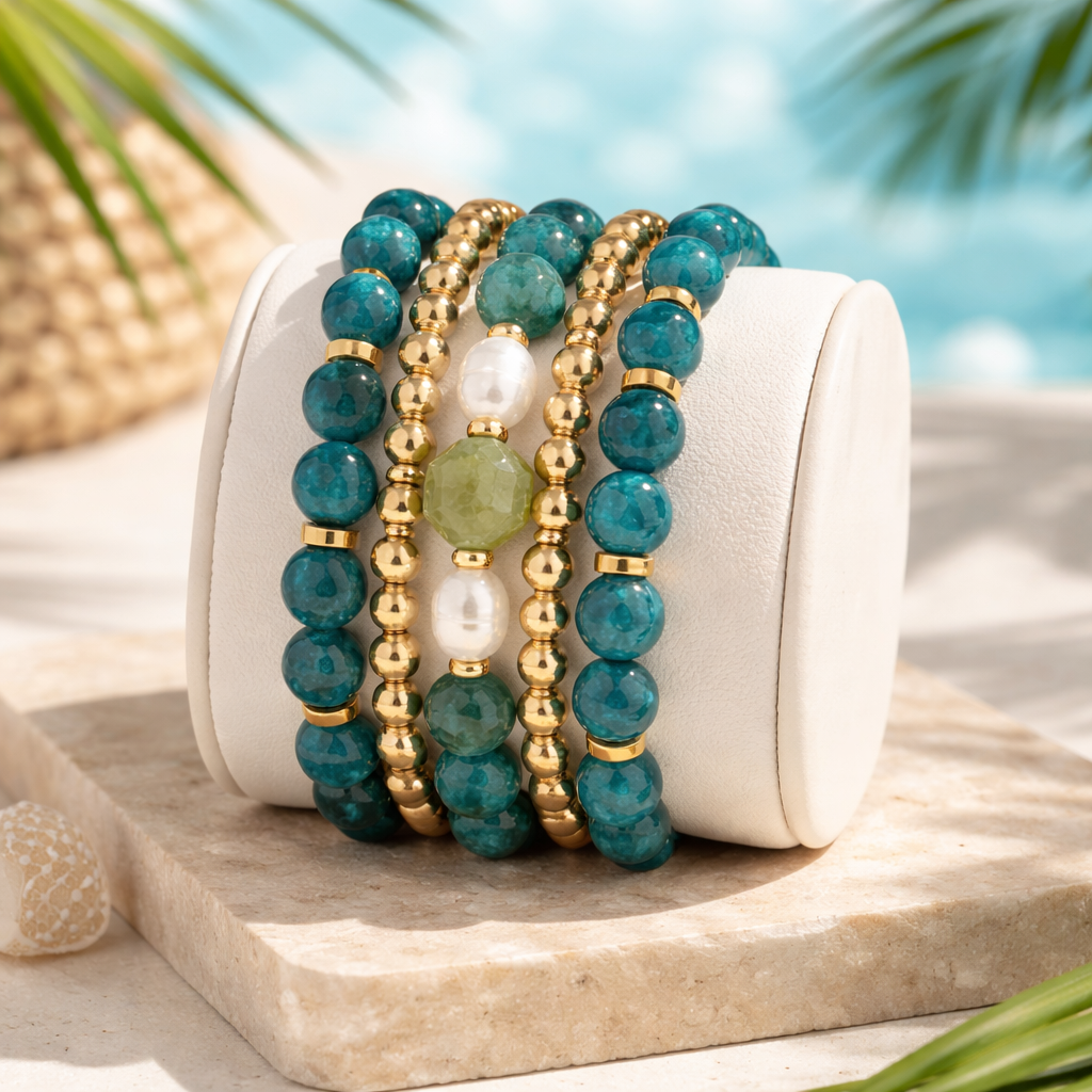 Teal Blue Gemstone Bracelets