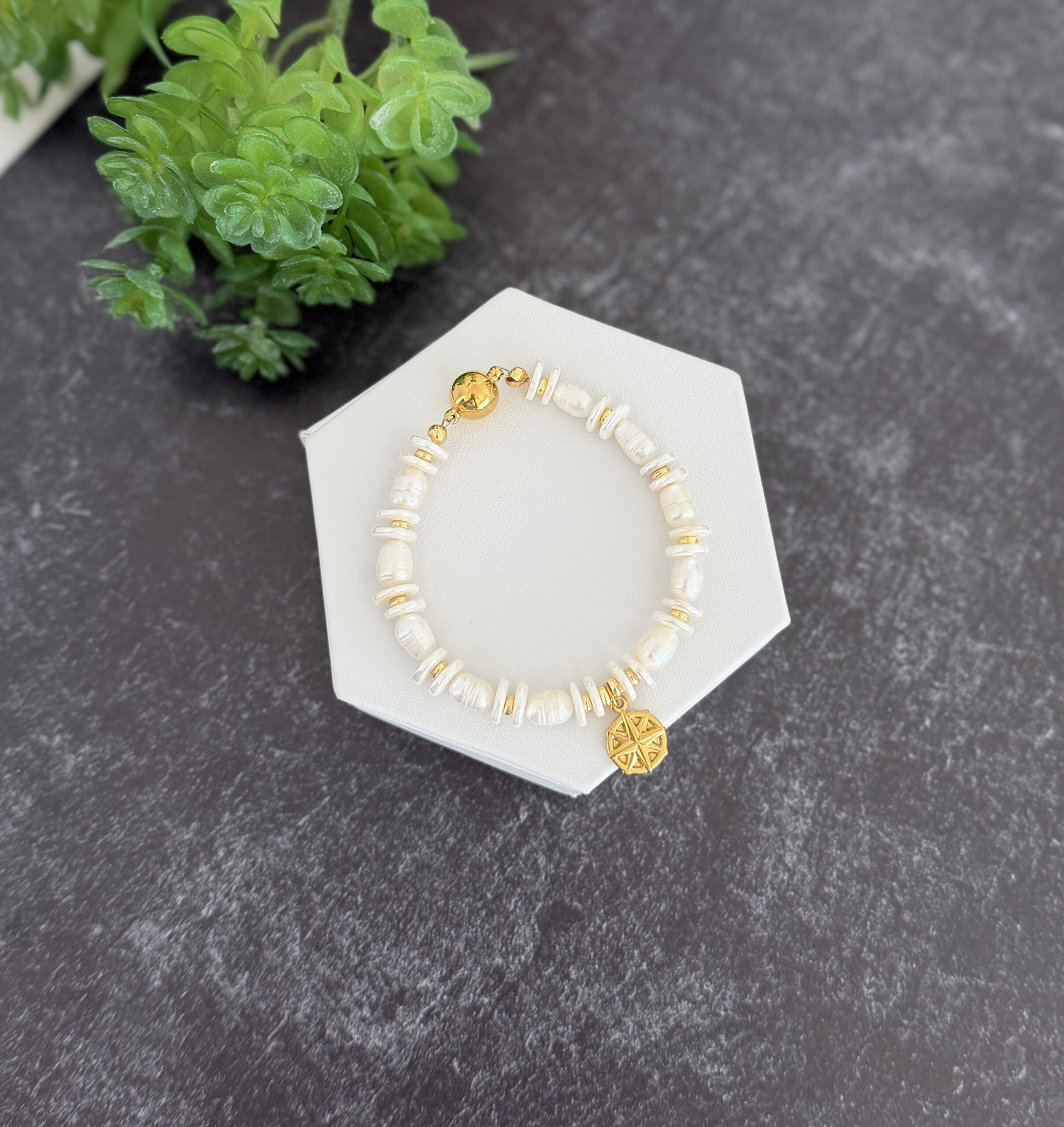 Pearl Bracelet with Navigation Charm - Image 4