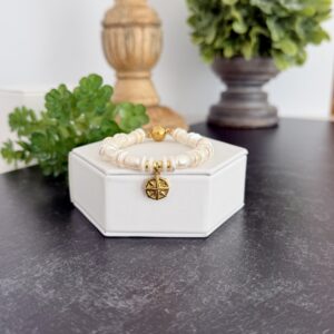 Pearl Bracelet with Navigation Charm