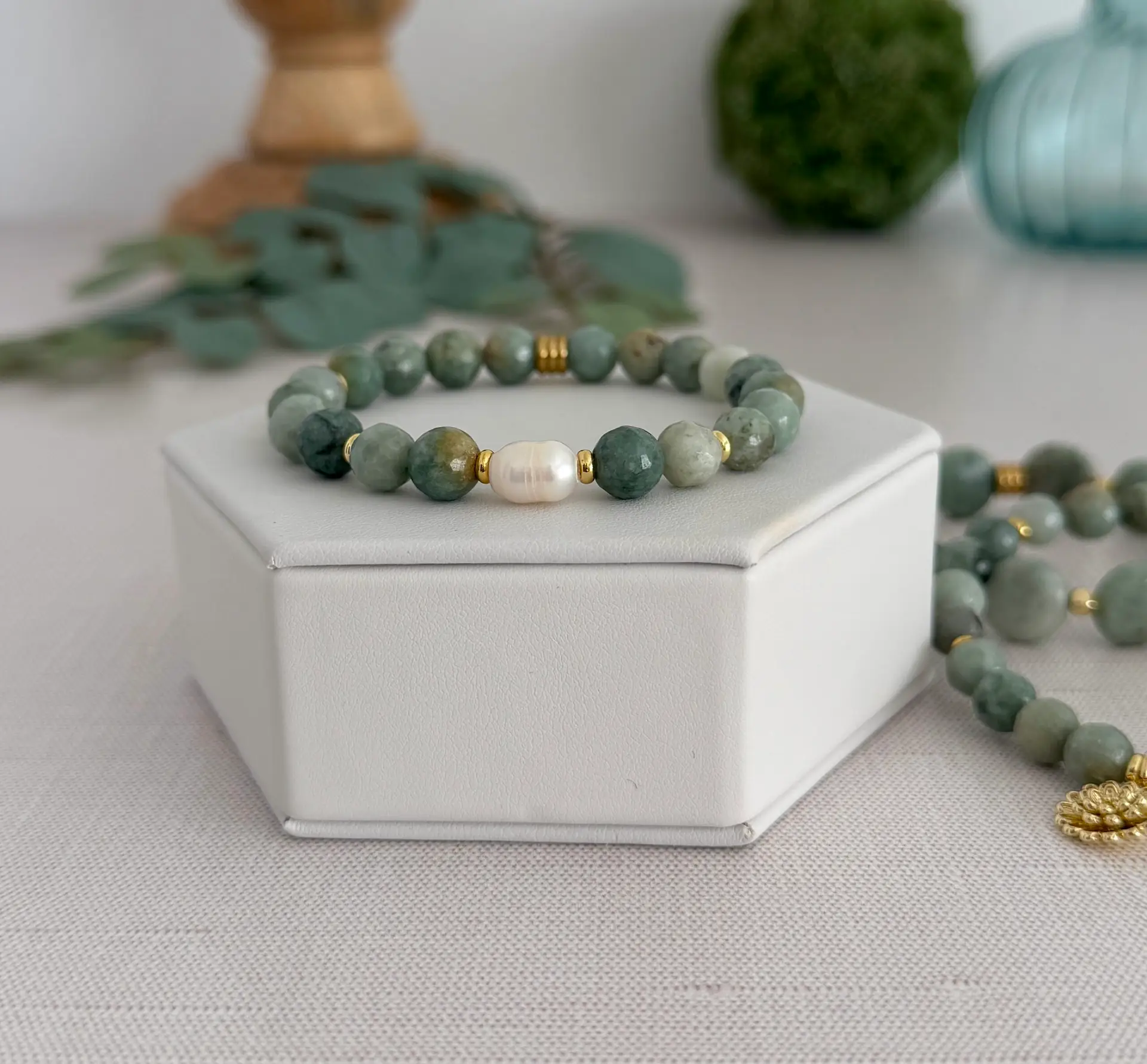Blue Green Jade Gemstone Bracelets - Image 4