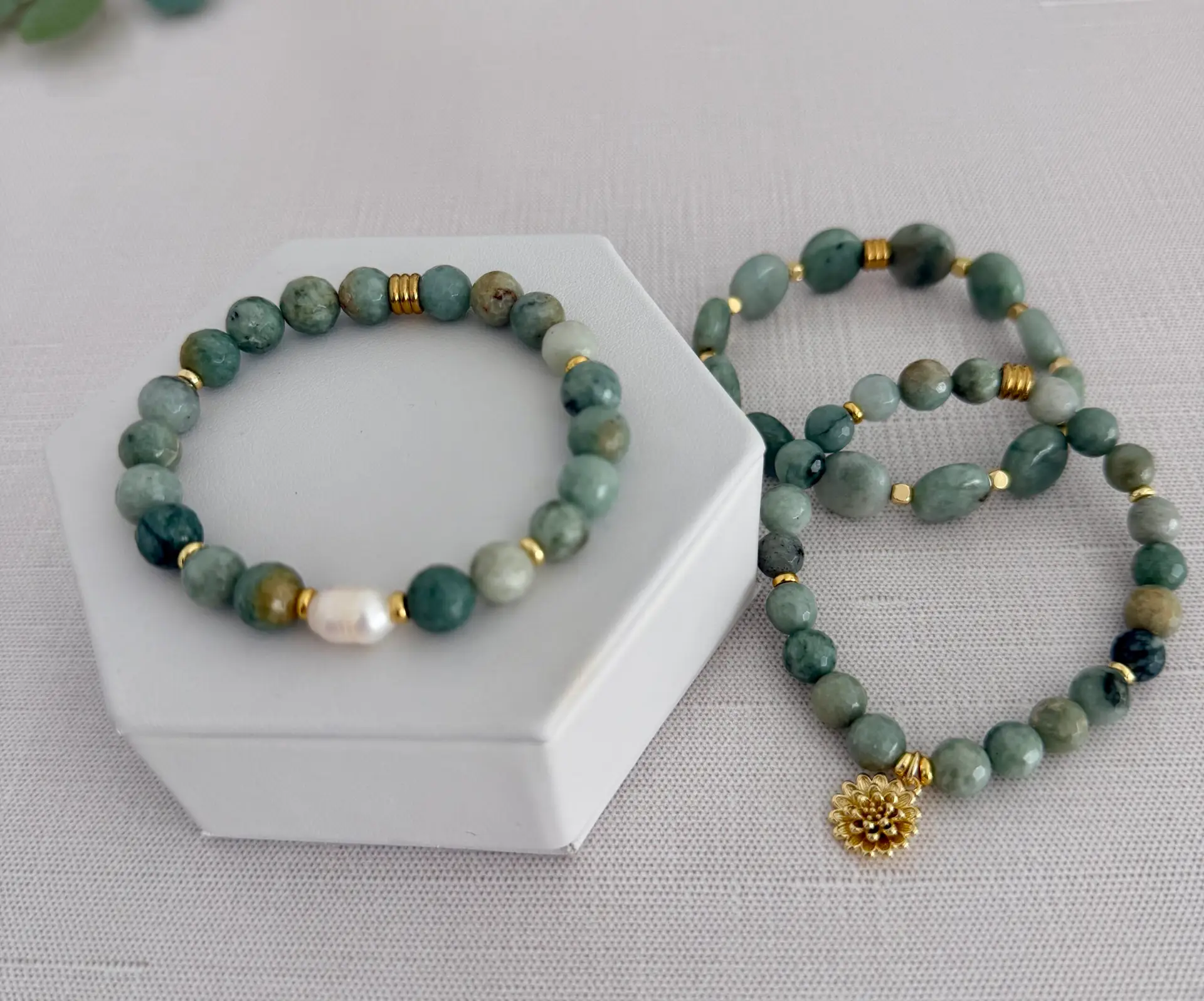Blue Green Jade Gemstone Bracelets