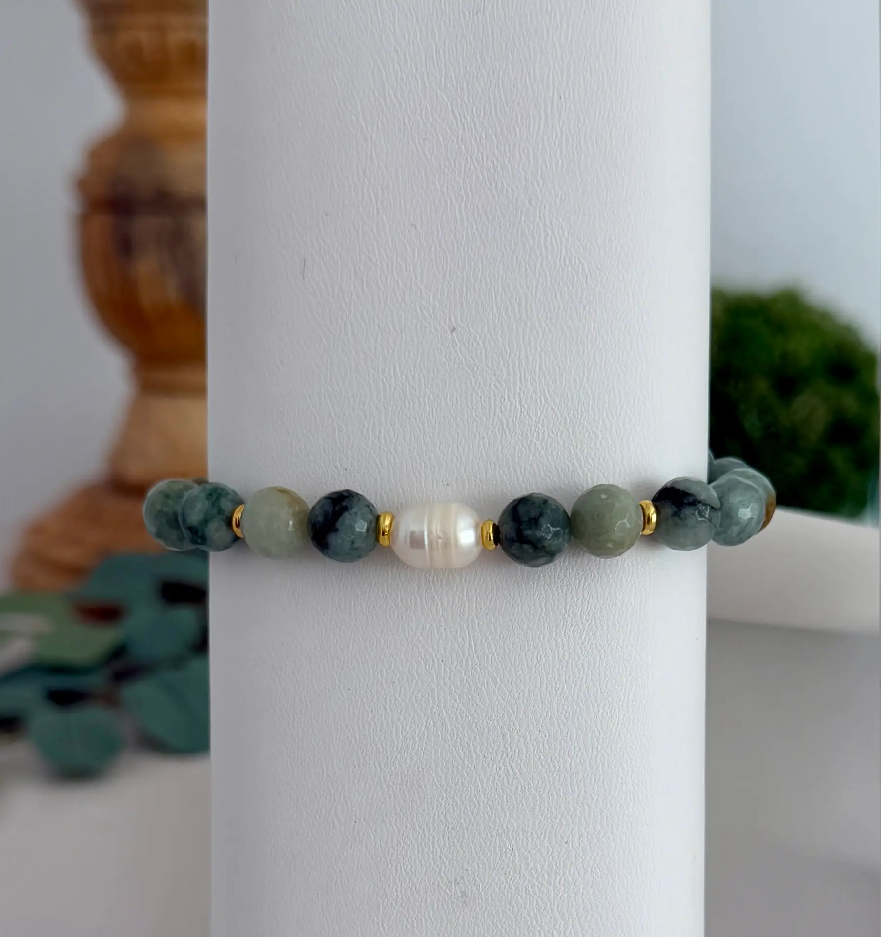 Blue Green Jade Gemstone Bracelets - Image 2