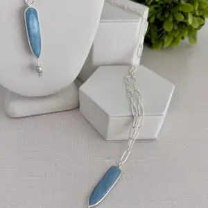 Blue Opal Teardrop Necklace