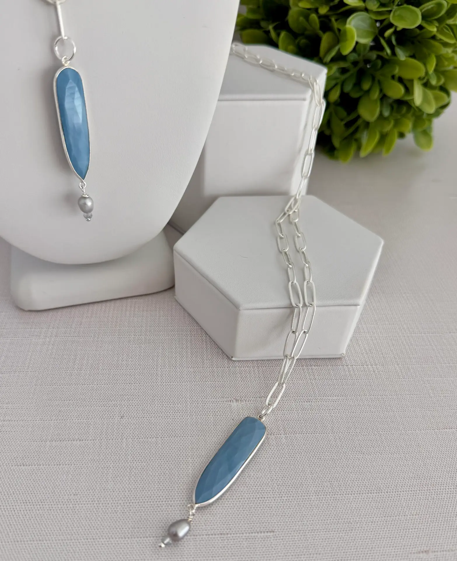 Blue Opal Teardrop Necklace