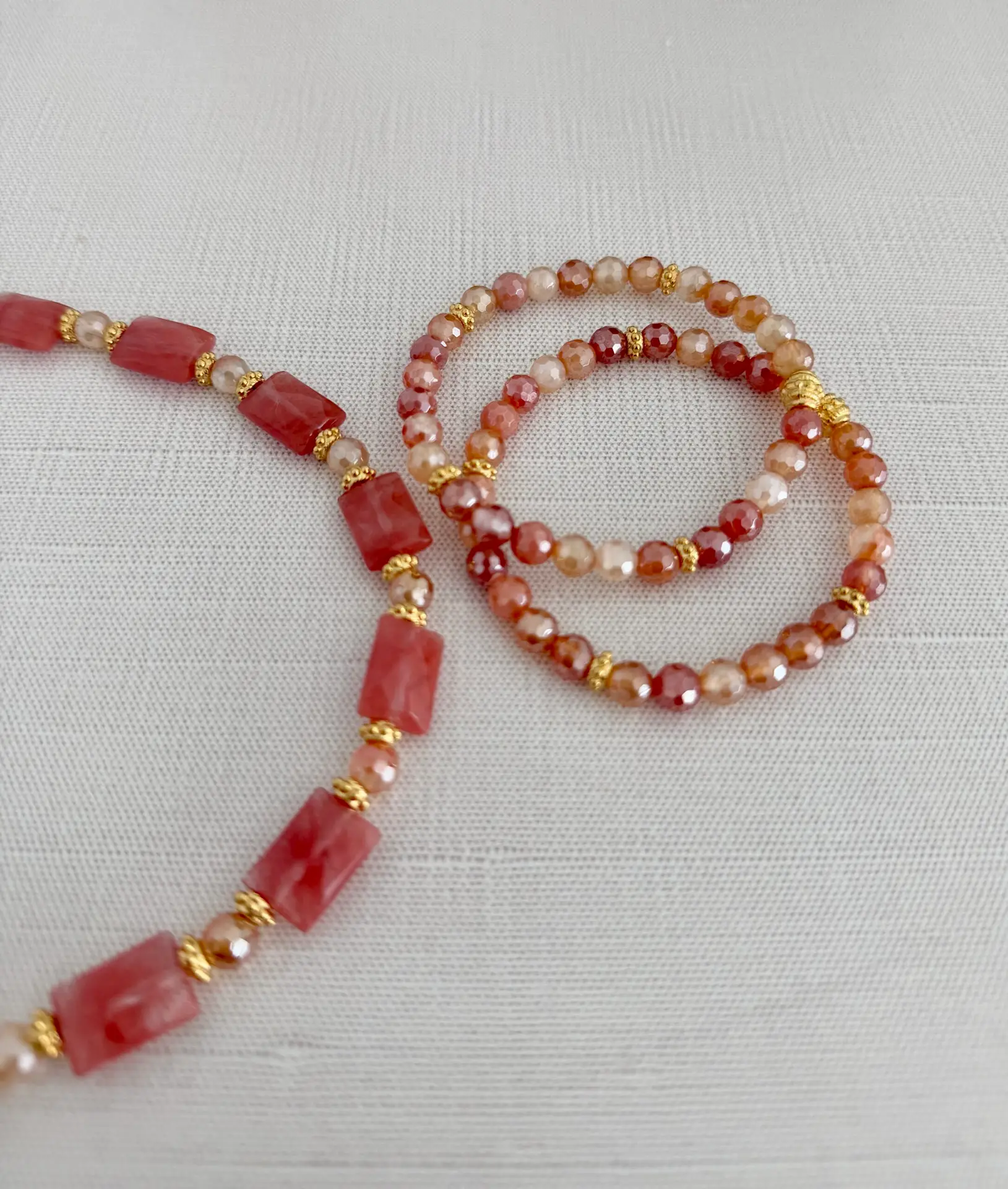 Melon Pink Gemstone Necklace - Image 3