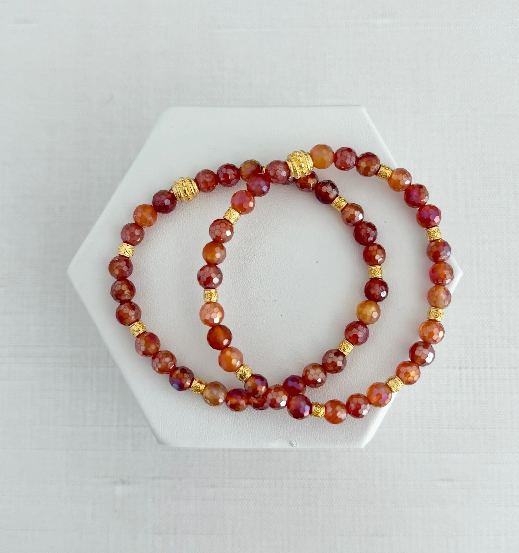 Set of Two Coral Mystic Quartz Bracelets - Image 5