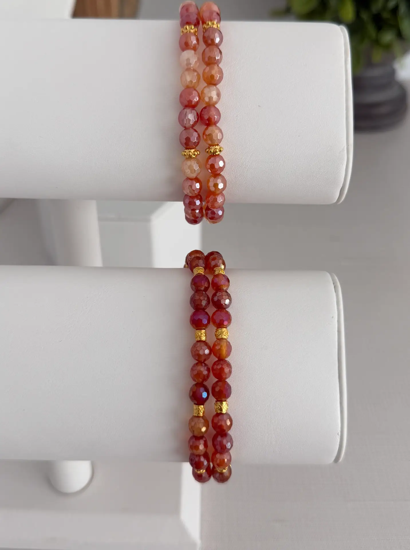 Set of Two Coral Mystic Quartz Bracelets - Image 3