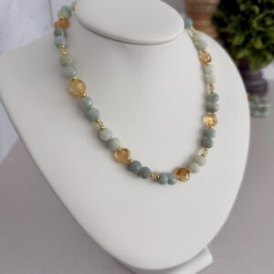 Aquamarine and Citrine 16” Necklace