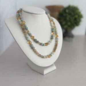 Aquamarine and Citrine  18” Necklace