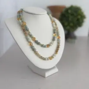 Aquamarine and Citrine  18” Necklace