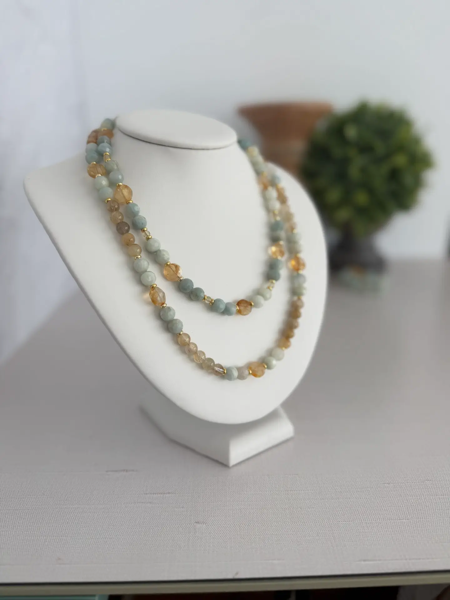 Aquamarine and Citrine 16” Necklace - Image 2