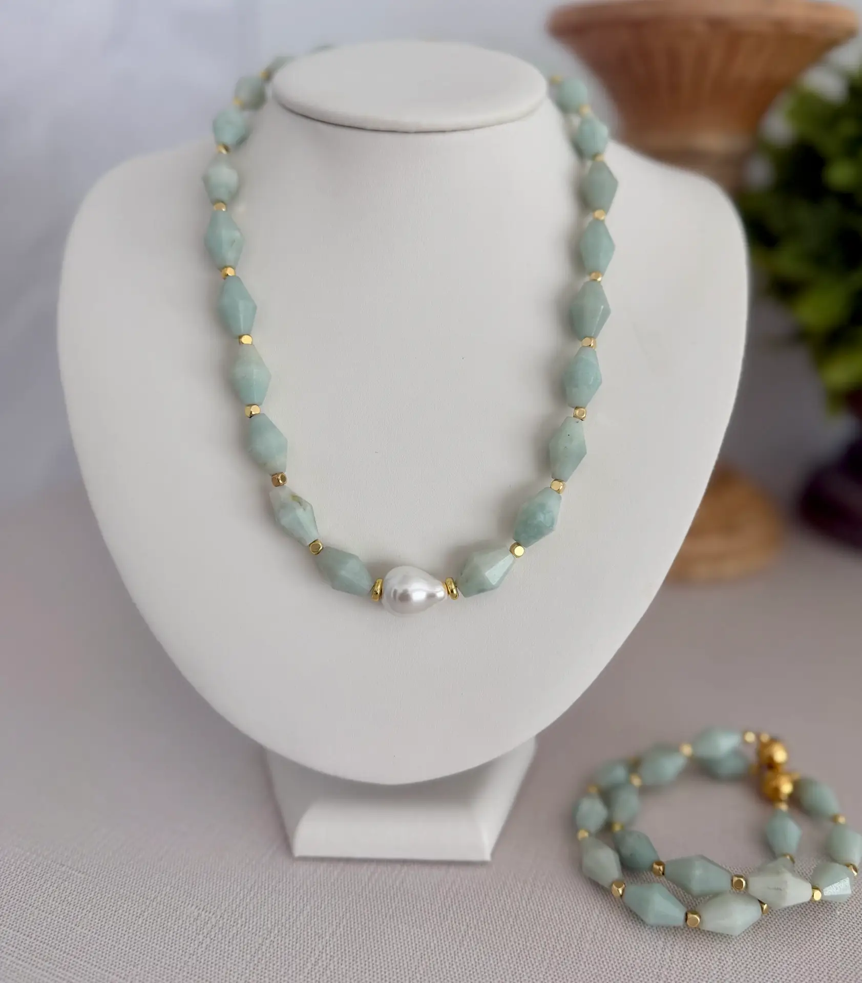 Burma Jade and Pearl Necklace