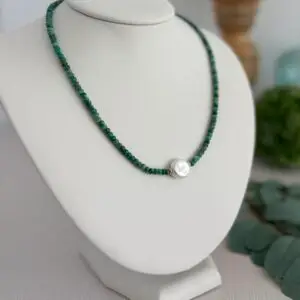 Turquoise Gemstone and Pearl Necklace