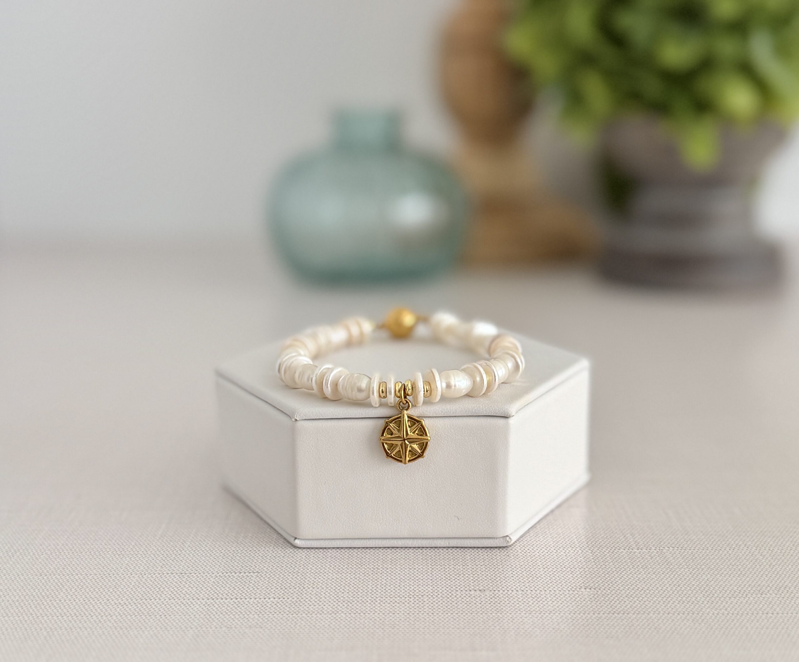 Pearl Bracelet with Navigation Charm - Image 2