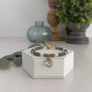 Green Gemstone Charm Bracelet