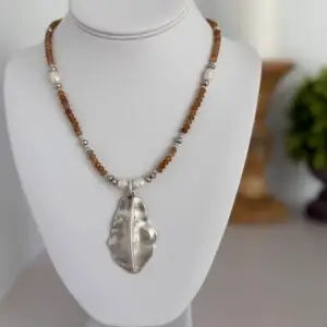 Beautiful Brown Hessonite Garnet and Pearl Necklace
