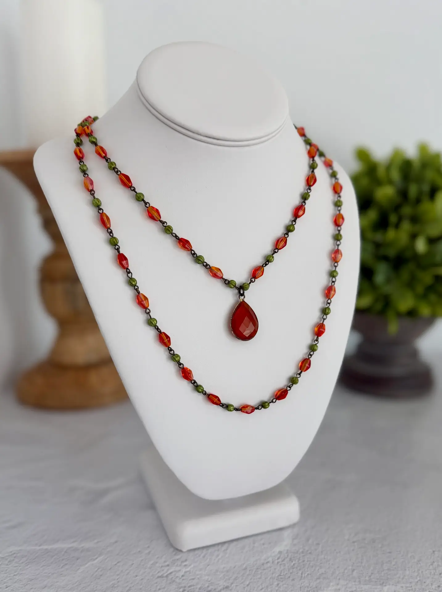 Rosary Chain Set with Carnelian Pendant - Image 2