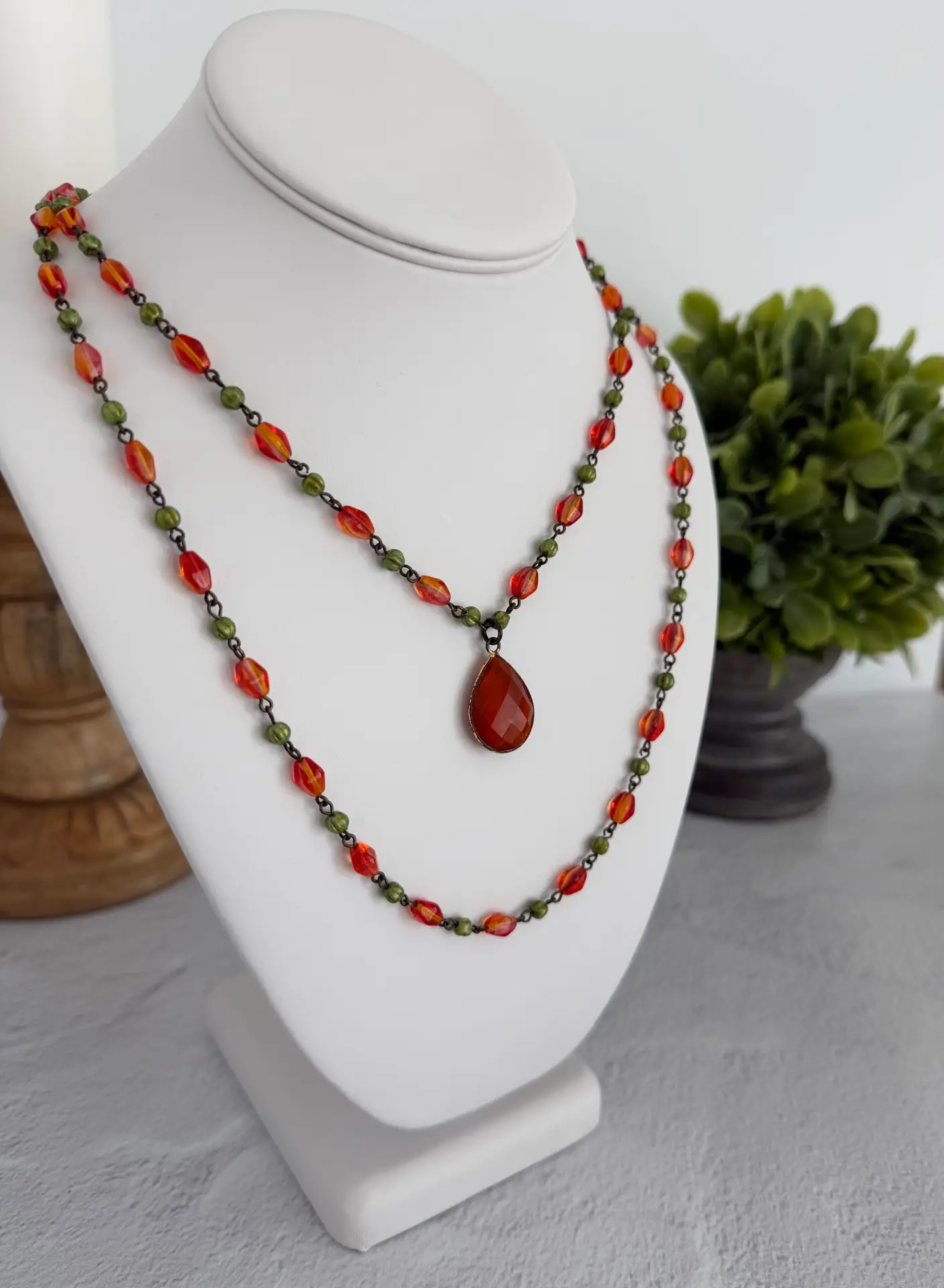 Rosary Chain Set with Carnelian Pendant - Image 3