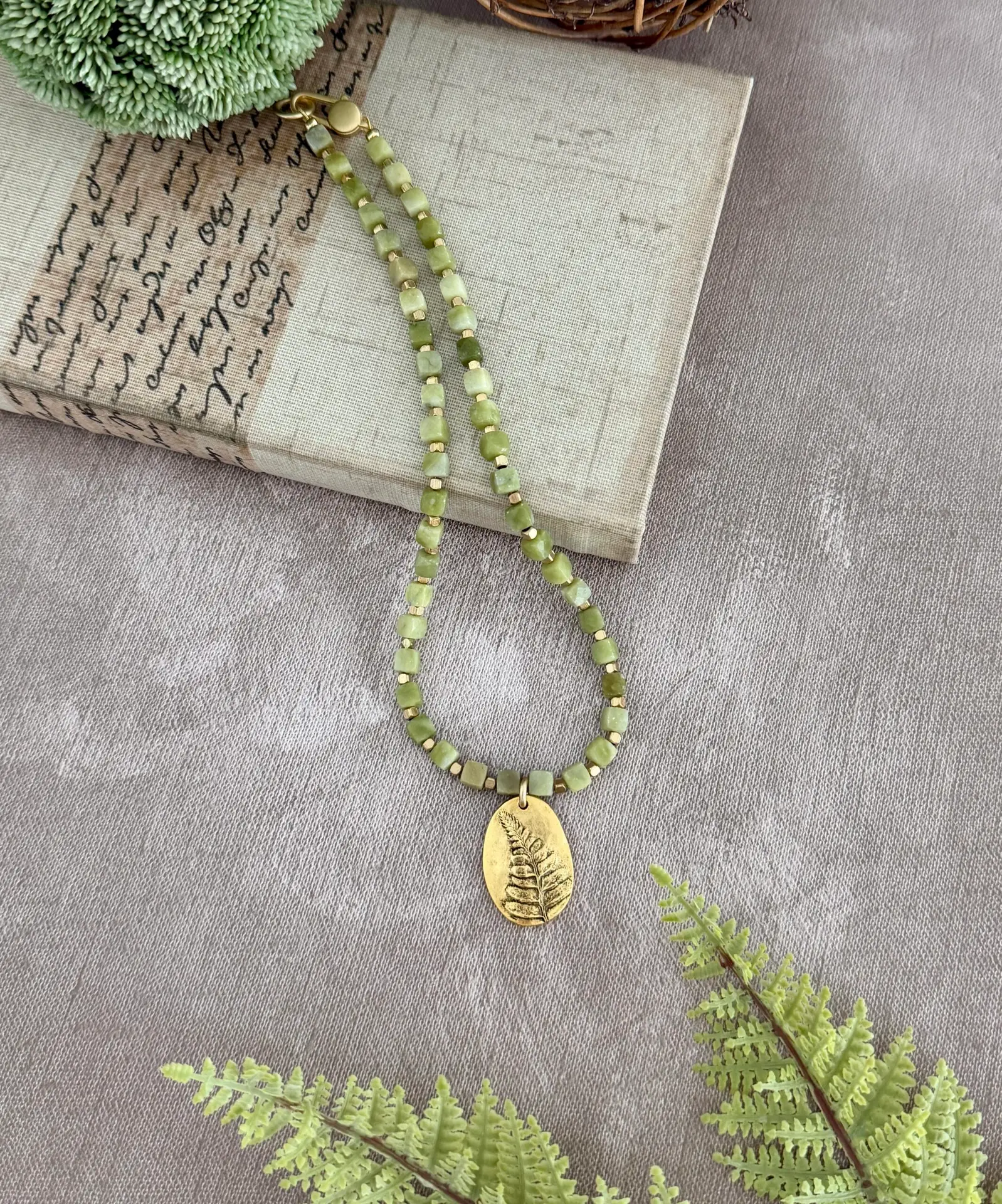 Jasper Serpentine Fern Necklace - Image 3