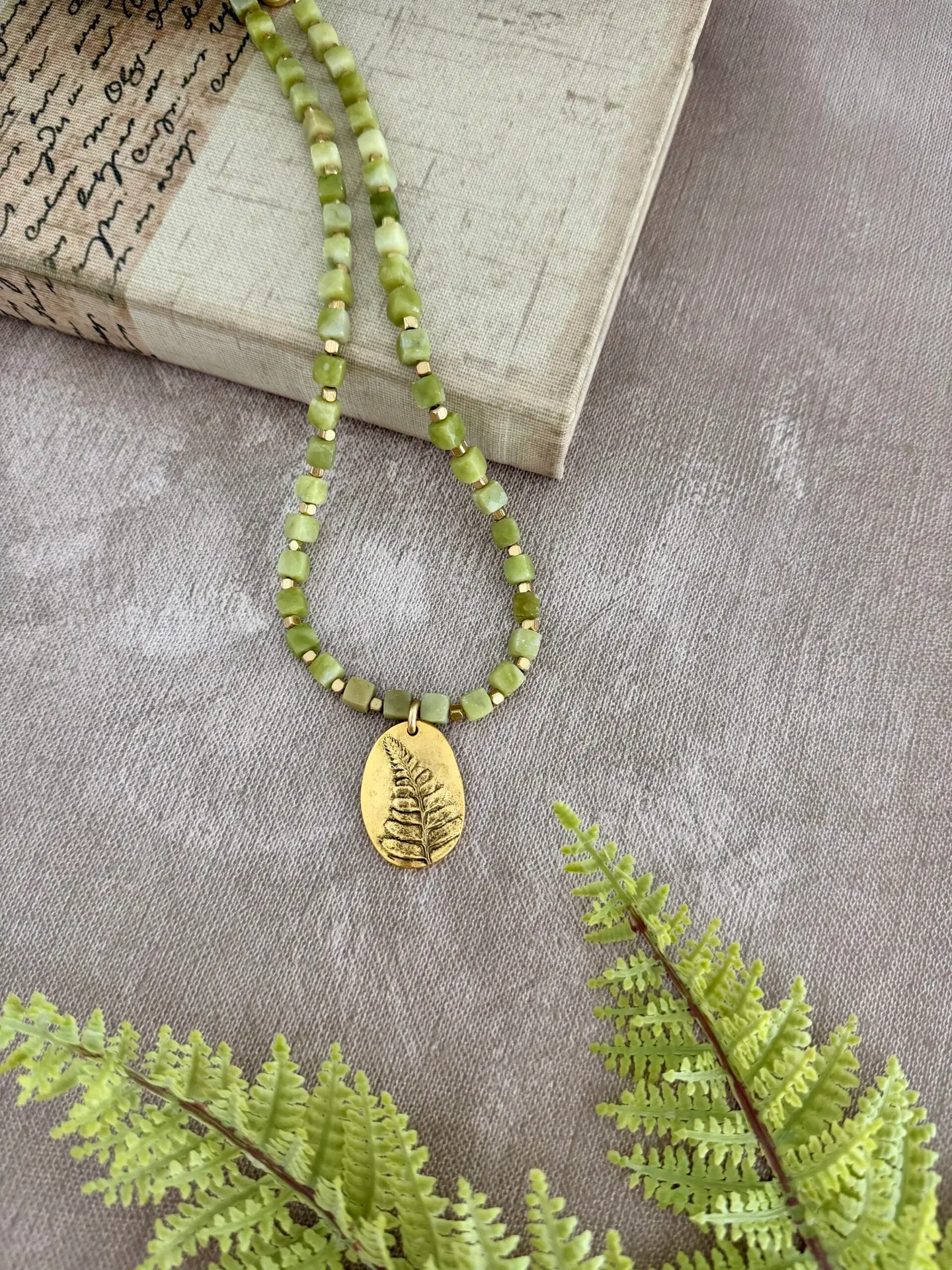 Jasper Serpentine Fern Necklace - Image 2