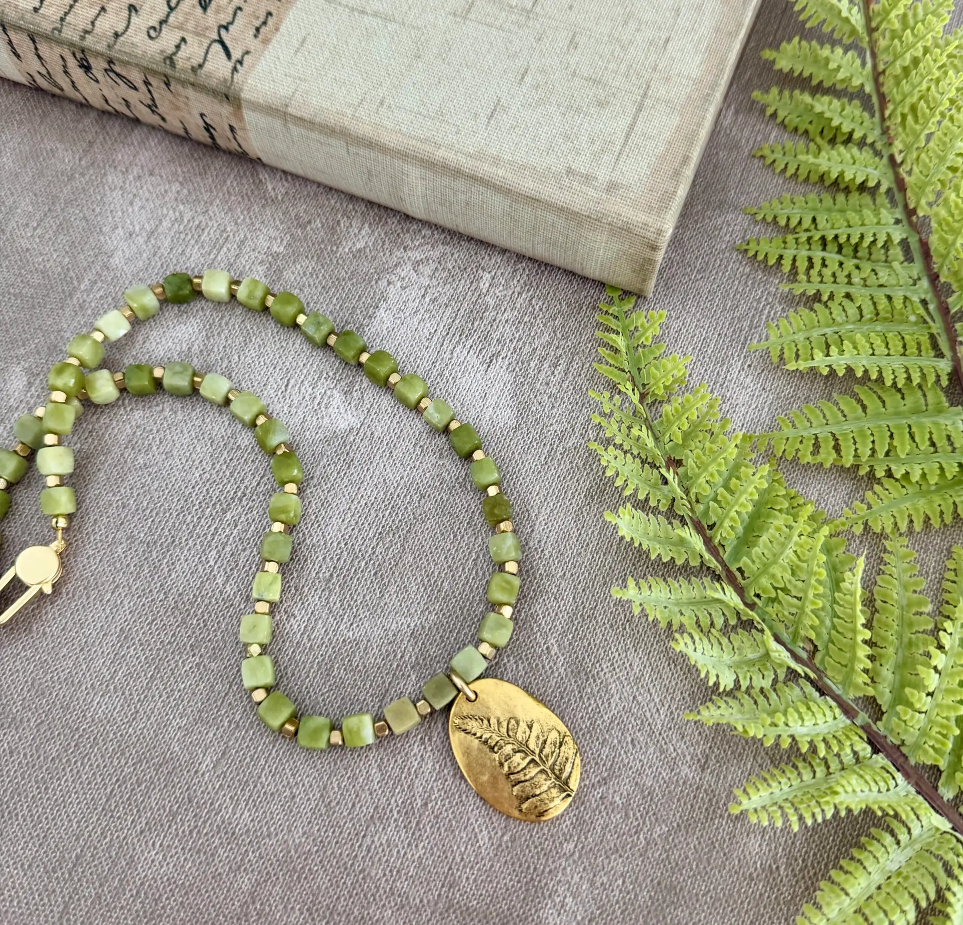 Jasper Serpentine Fern Necklace