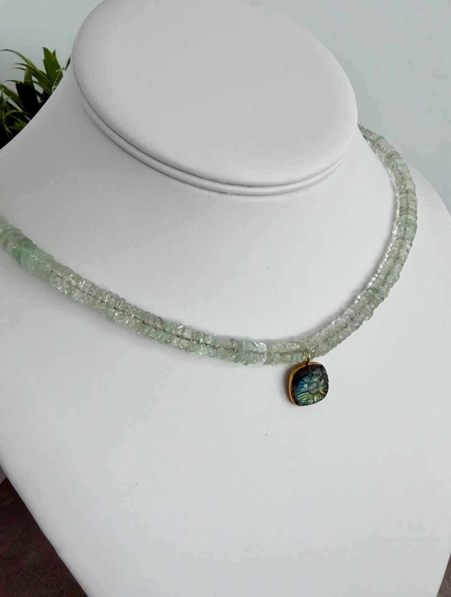 Aquamarine and Labradorite Gemstone Necklace