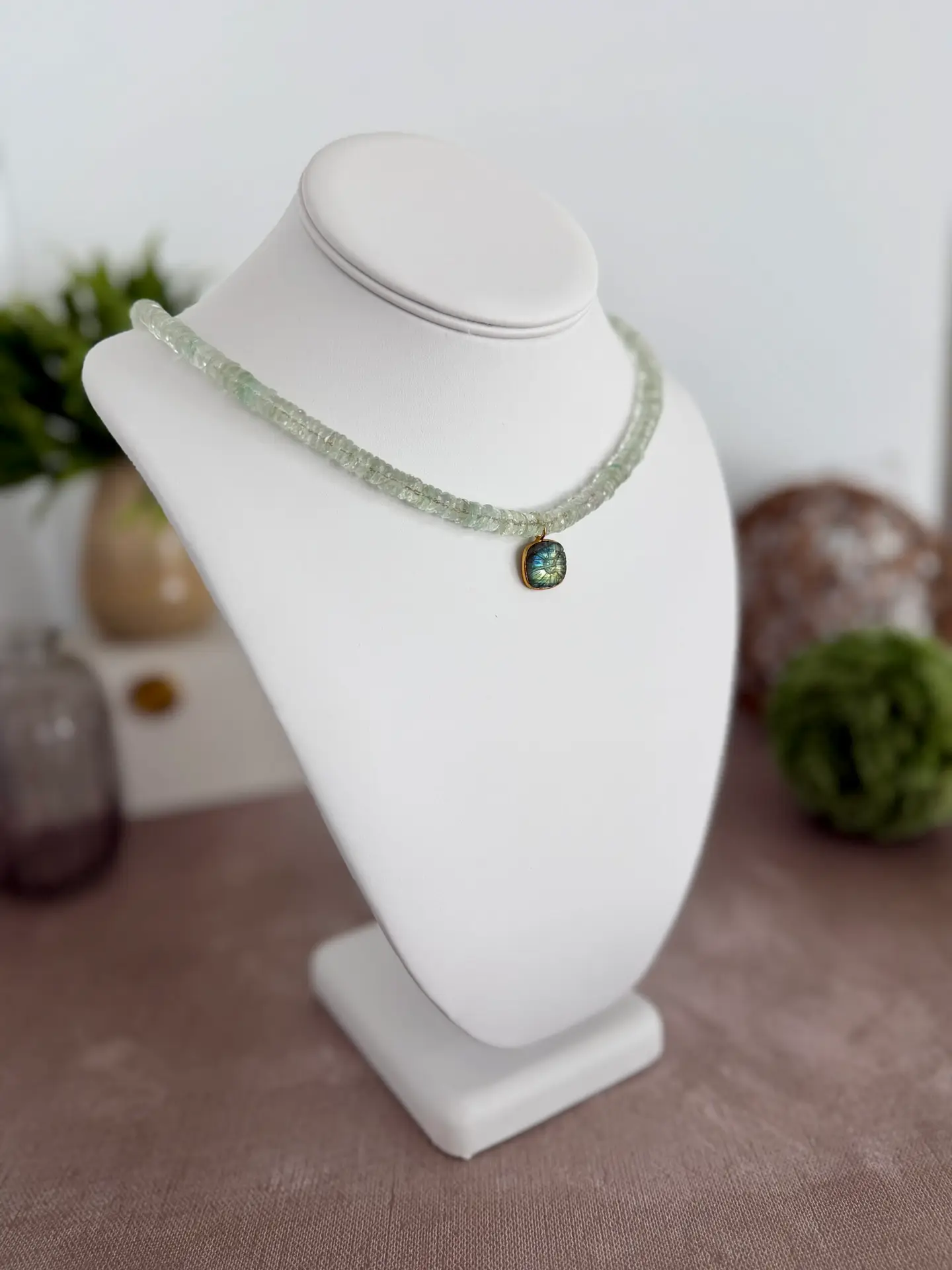 Aquamarine and Labradorite Gemstone Necklace - Image 3