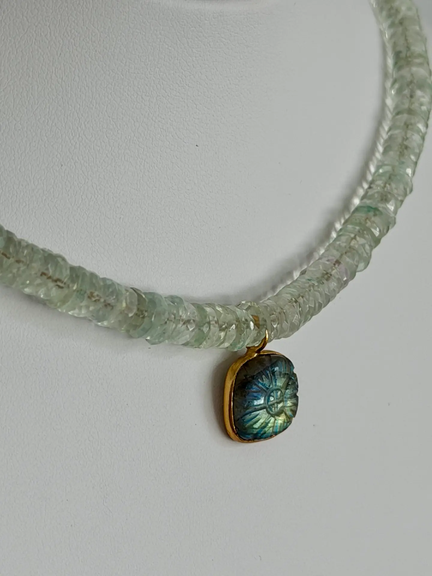 Aquamarine and Labradorite Gemstone Necklace - Image 4