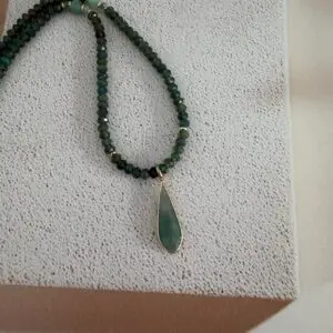 Green Gemstone and Pendant Necklace