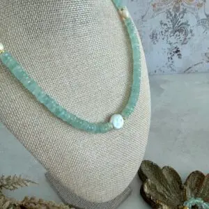 Aquamarine and pearl necklace