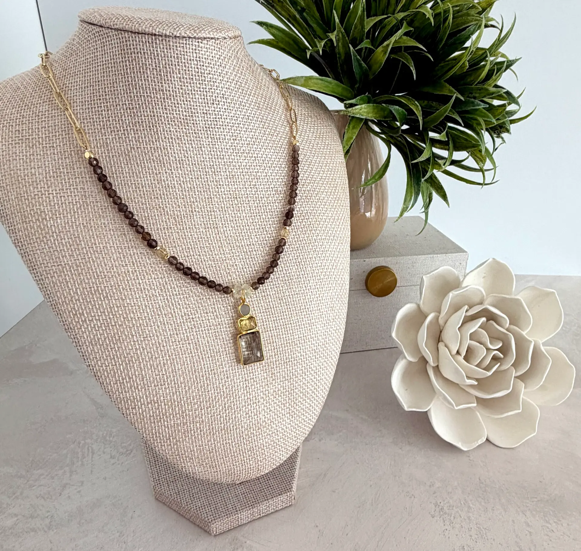 Brown Smokey quartz necklace