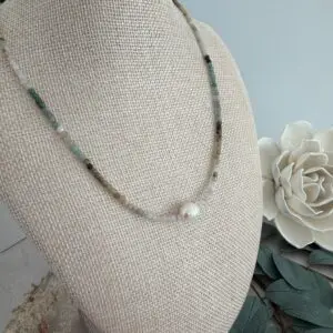 Green Tourmaline and Pearl Necklace
