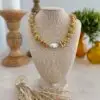 Golden natural baroque pearl necklace